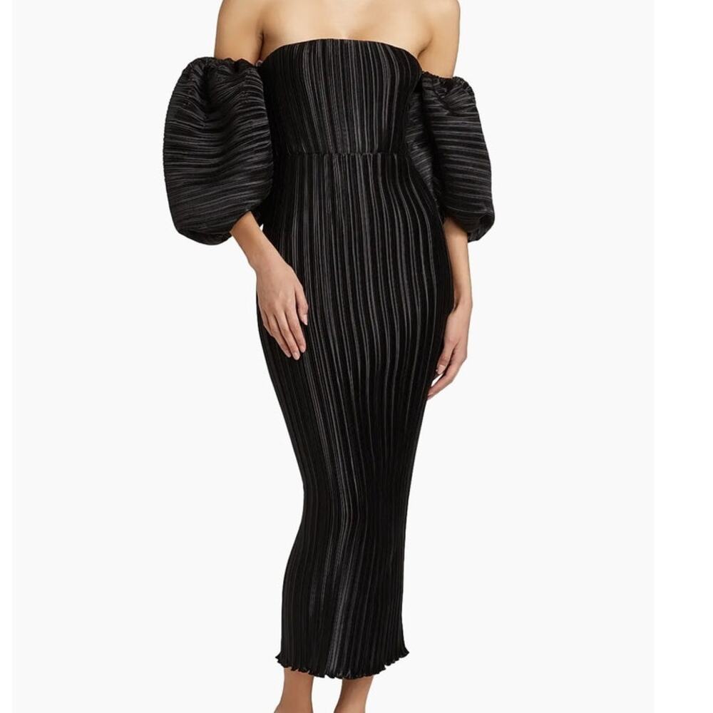 NWT L'Idee Sirene Plisse Puff Sleeve Maxi Dress size 2